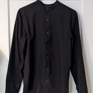 Perry Ellis Untucked Total Stretch Slim Fit Banded Collar Button Shirt